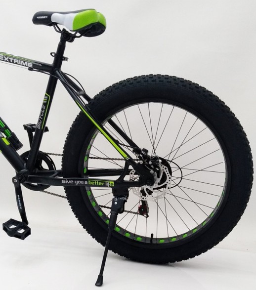 Гірський велосипед S800-MAX HAMMER EXTRIME чорно-зелений колеса 26’’х4,0 алюмінієва рама 19’’