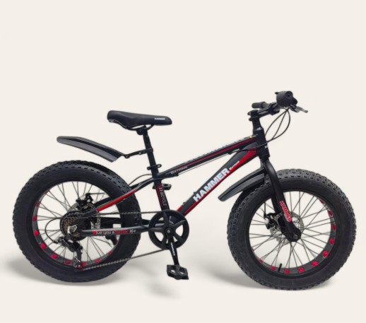 Гірський велосипед S800 HAMMER EXTRIME чорно-червоний колеса 20’’х4,0 алюмінієва рама 11’’