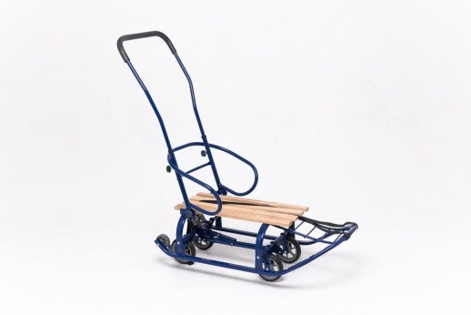 Санки дитячі Патріот сині з механізмом висувних колісних шасі