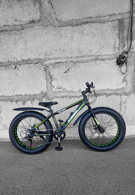 Гірський велосипед S800 HAMMER EXTRIME чорно-зелений колеса 24’’х4,0 алюмінієва рама 15’’