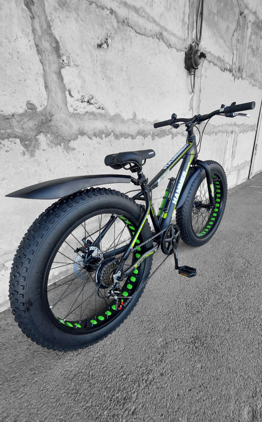 Гірський велосипед S800 HAMMER EXTRIME чорно-зелений колеса 24’’х4,0 алюмінієва рама 15’’