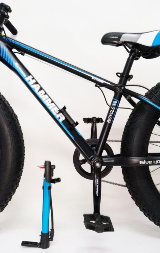 Гірський велосипед S800 HAMMER EXTRIME чорно-синій колеса 24’’х4,0 алюмінієва рама 15’’