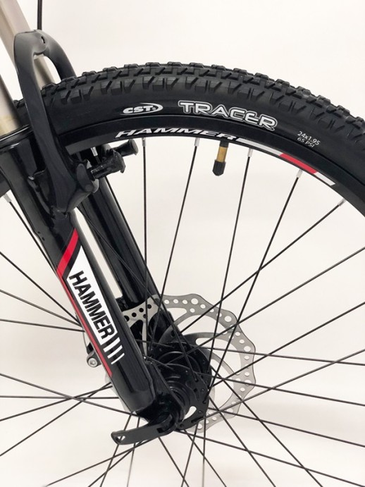 Гірський велосипед S200 HAMMER чорно-червоний колеса 24''х2,25'' рама 14''