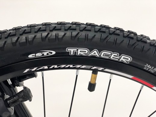 Гірський велосипед S200 HAMMER чорно-червоний колеса 24''х2,25'' рама 14''