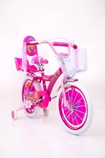 Розовый Велосипед для девочки от 7 лет  "BARBIE-18" Барби с Багажником для кукол и страховочными колесами