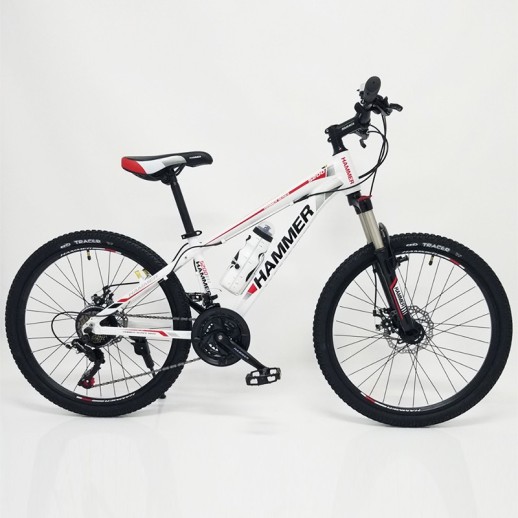 Гірський велосипед S200 HAMMER біло-червоний колеса 24’’х2,25 рама 14’’